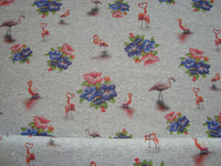 Reststück 1,25m Summersweat mit Flamingos und Blüten